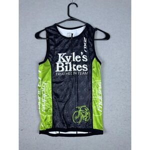 2XU Triathlon Team Kyle's Bikes Shirt Mens Small Black Green Discount Tri Supply